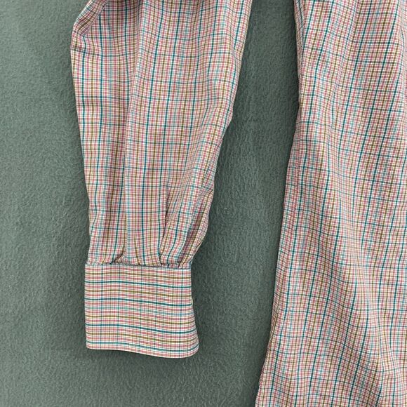 Peter Millar Button Down Shirt Mens Medium Cotton Tattersall Plaid Long Sleeve - Picture 15 of 16